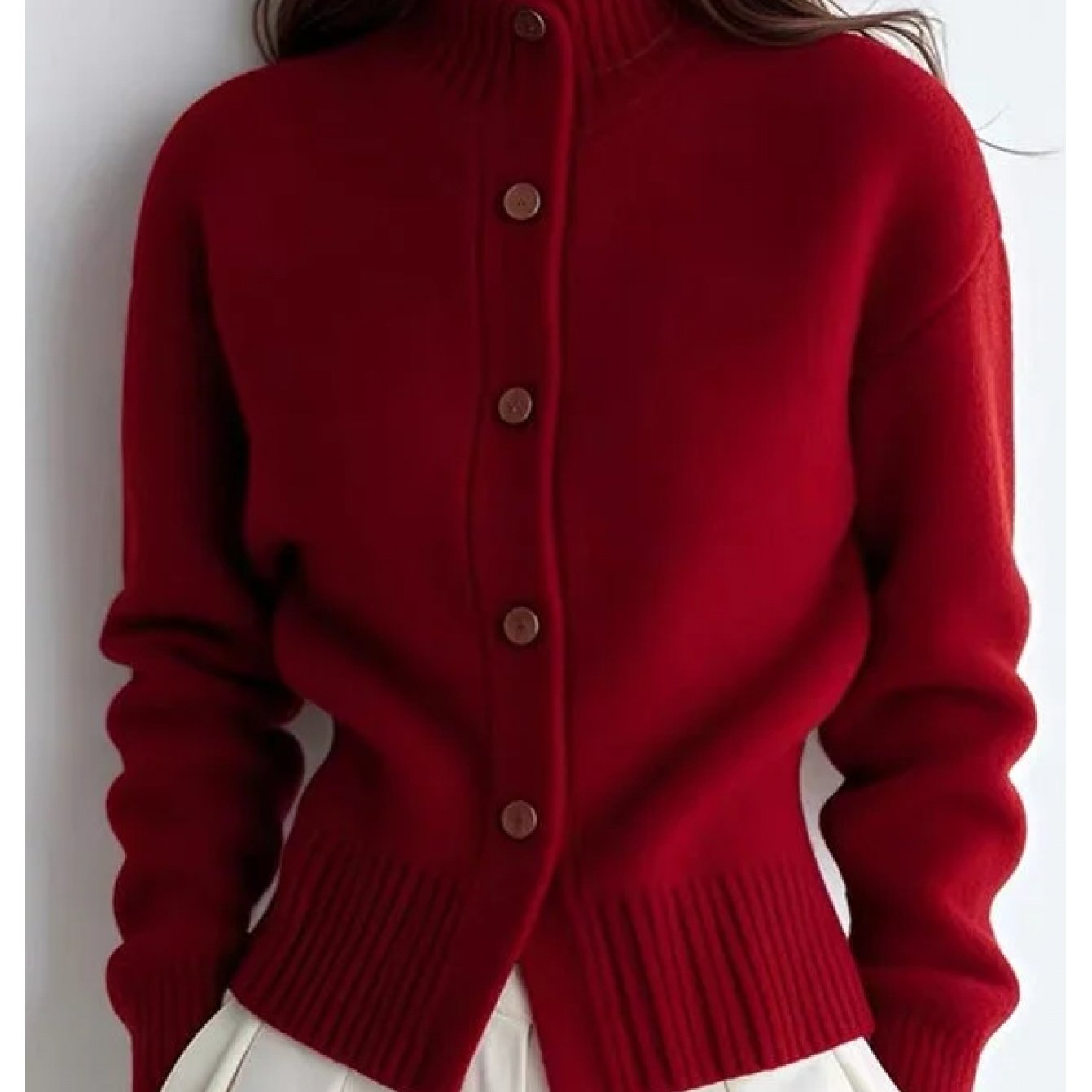 Harriet | Women’s High-Neck Button-Front Knit Cardigan