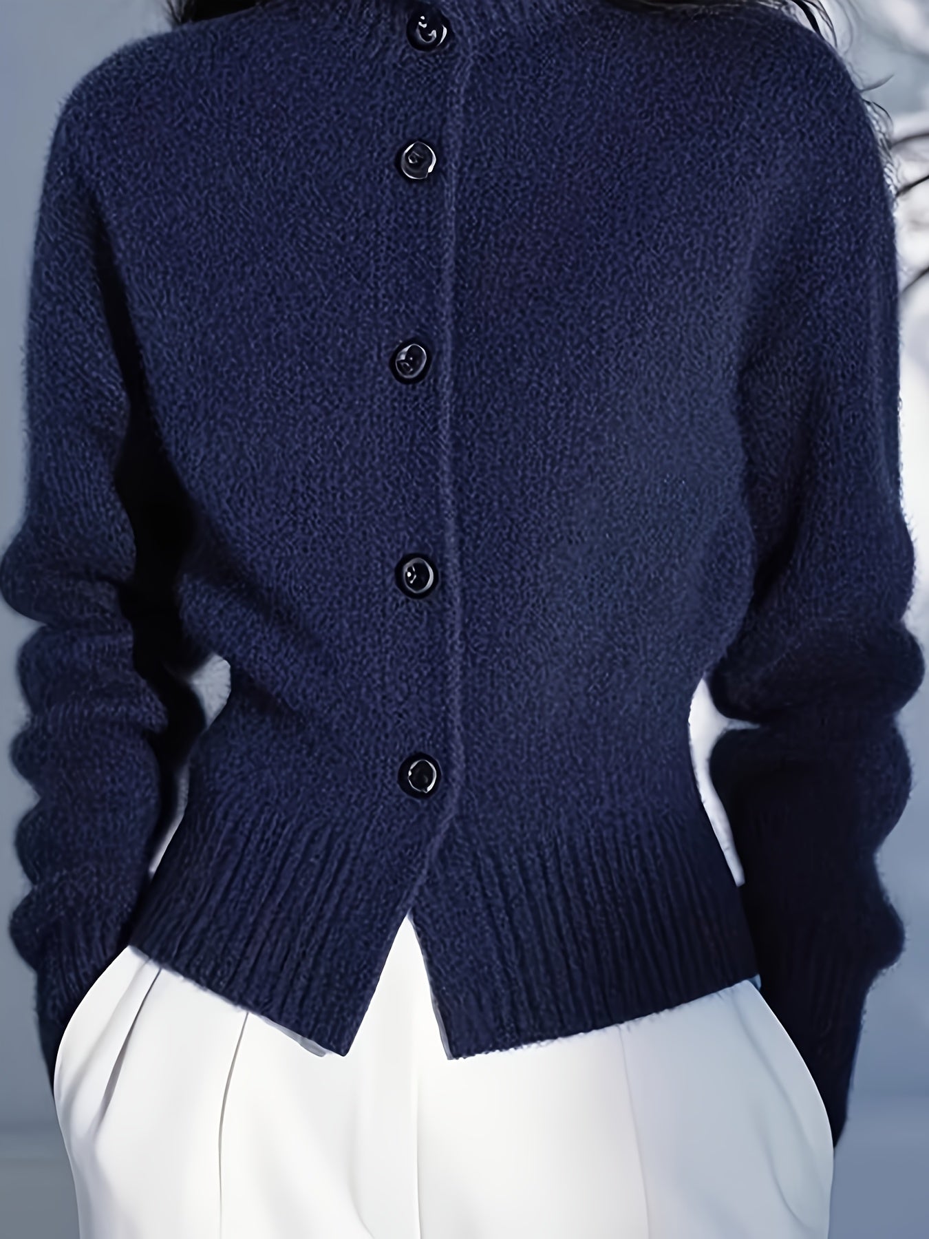 Harriet | Women’s High-Neck Button-Front Knit Cardigan