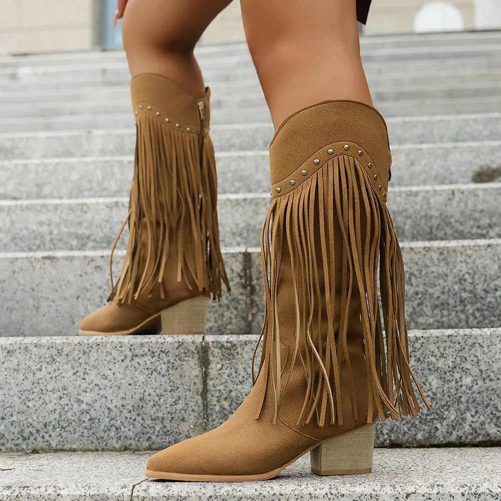 Dakota | Women's Wide Calf Western Fringe Cowboy Boots