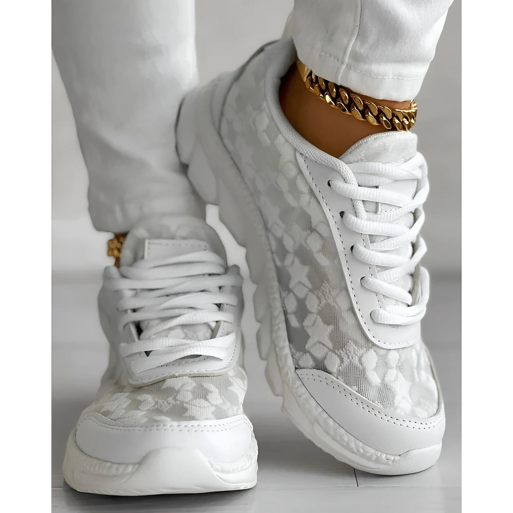 Rosie | Women's White Lace-Up Casual Trainers