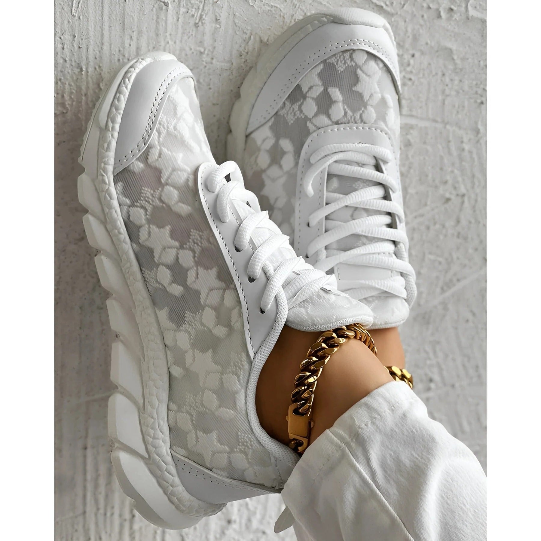 Rosie | Women's White Lace-Up Casual Trainers
