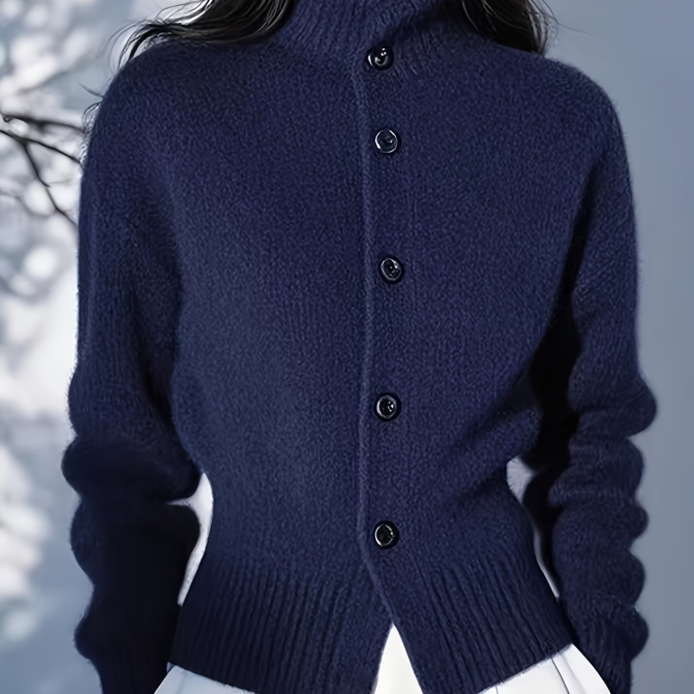Harriet | Women’s High-Neck Button-Front Knit Cardigan