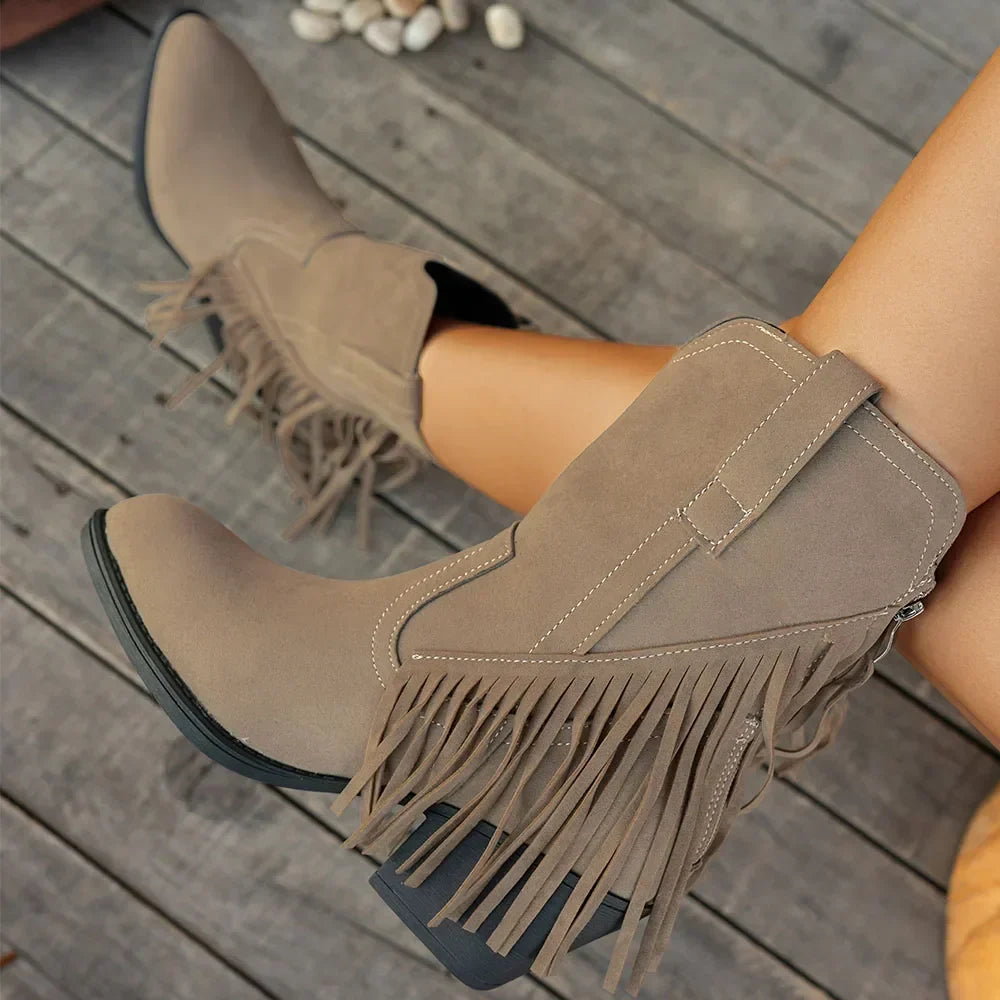 Dakota | Women's Wide Calf Western Fringe Cowboy Boots