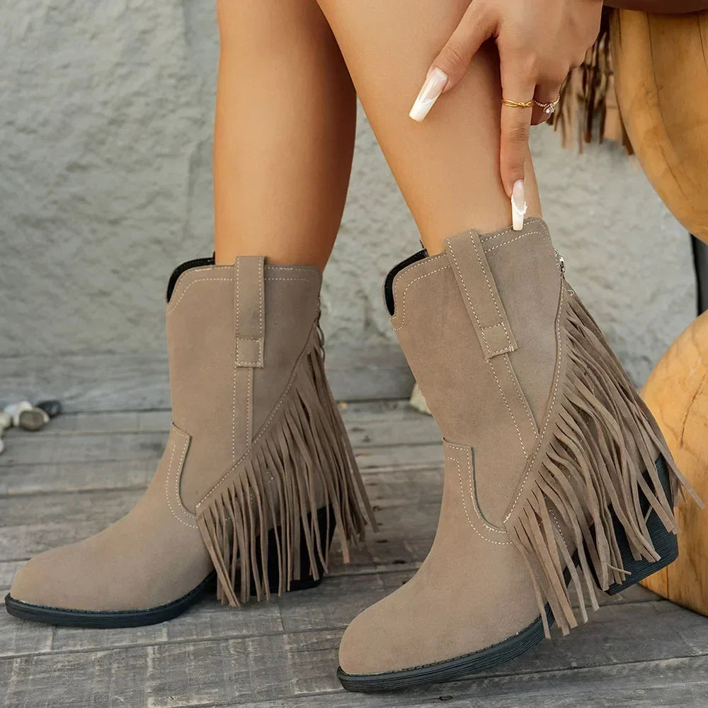 Dakota | Women's Wide Calf Western Fringe Cowboy Boots