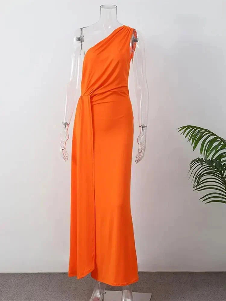 Isla | Women's One-Shoulder Wedding Guest Maxi Dress