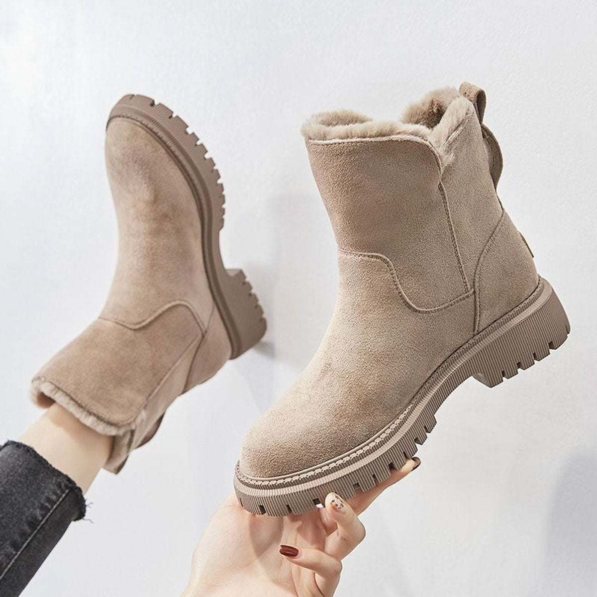 Salia | Women's Faux Suede Fleece-Lined Slip-On Ankle Boots