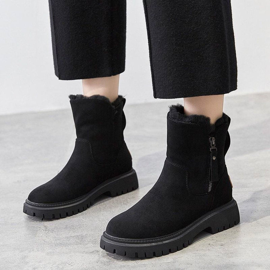 Salia | Women's Faux Suede Fleece-Lined Slip-On Ankle Boots
