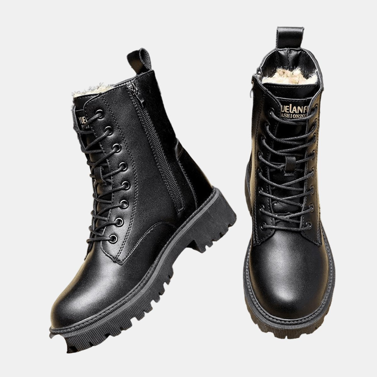 Bosie | Women's Fur-Lined Lace-Up Leather Ankle Boots