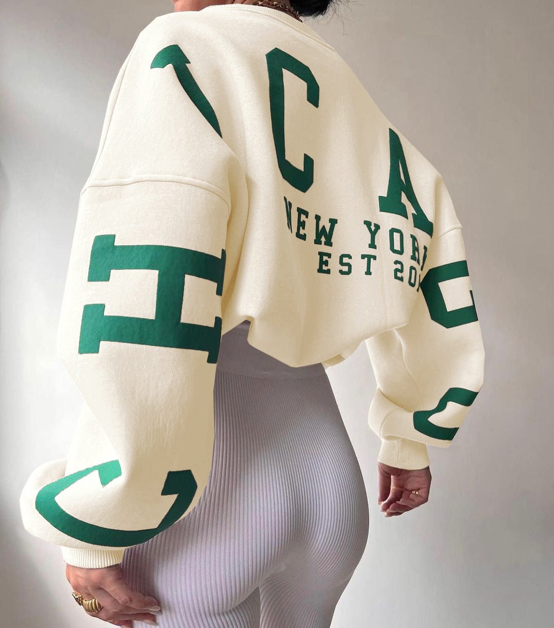 Molly | Women's Oversized Varsity Sleeve Crewneck Jumper