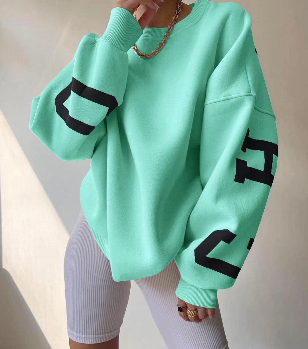 Molly | Women's Oversized Varsity Sleeve Crewneck Jumper
